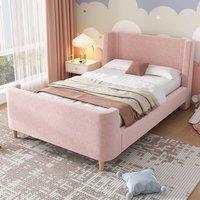 BTM 3FT Upholstered Cosmic Bed Sleigh Teen Bed Velvet Pink Frame | Size: Single