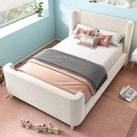 BTM 3FT Upholstered Cosmic Bed Sleigh Teen Bed Velvet Beige Frame | Size: Single