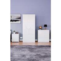 Home Discount Vida Designs Glinton 3Pc Bedroom Set(2Dr Bedside, 3Dr Chest, Wardrobe) in White