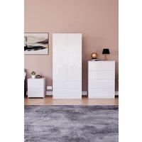 Home Discount Vida Designs Glinton 3Pc Bedroom Set(2Dr Bedside, 4Dr Chest, Wardrobe) in White