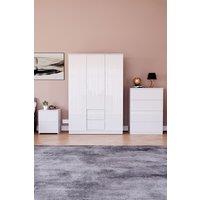 Home Discount Vida Designs Glinton 3Pc Bedroom Set(2Dr Bedside, 4Dr Chest, Wardrobe) in White