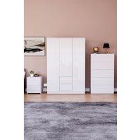 Home Discount Vida Designs Glinton 3Pc Bedroom Set(2Dr Bedside, 5Dr Chest, Wardrobe) in White