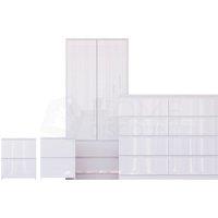 Home Discount Vida Designs Glinton 4Pc Bedroom Set(2Dr Bedsidex2, 8Dr Chest, Wardrobe) in White
