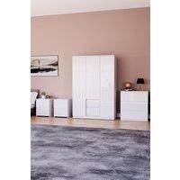 Home Discount Vida Designs Glinton 4Pc Bedroom Set(2Dr Bedsidex2, 3Dr Chest, Wardrobe) in White