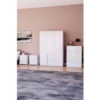 Home Discount Vida Designs Glinton 4Pc Bedroom Set(2Dr Bedsidex2, 4Dr Chest, Wardrobe) in White