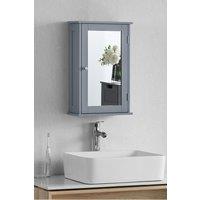 Home Discount Bath Vida Priano 1 Door Mirrored Wall Cabinet With Shelf Storage Bathroom Furniture 530 x 340 x 150 mm in Dark Grey