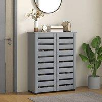 HOMCOM Shoe Storage Cabinet with Slatted Doors for 15 Pairs of Shoes in Dark Grey