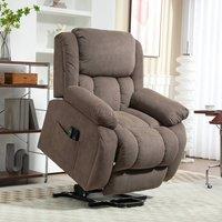 HOMCOM Power Lift Recliner Chair, Reclining Chair with Massage, Light Brown | Size: Armchair