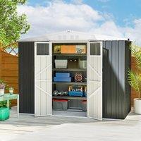 OUTSUNNY 8 x 4 ft Garden Storage Shed, Outdoor Metal Shed in Dark Grey