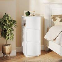 HOMCOM Slim Bedside Table, Bedside Cabinet with Open Shelf & 2 Drawers in White | Size: 30 cm