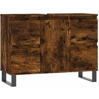 Berkfield Home Bathroom Cabinet Smoked Oak 80x33x60 cm Engineered Wood in Brown | Size: 80 x 33 x 60 cm