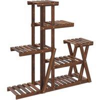 Berkfield Home Flower Stand 95x25x96 cm Solid Wood Fir in Brown | Size: 95 x 25 x 96 cm