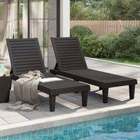 Berkfield Home Sun Loungers 2 pcs Black 155x58x83 cm Polypropylene | Size: 155 x 58 x 83 cm