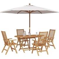 Berkfield Home Stylish 5 Piece Garden Dining Set Foldable Solid Wood Teak in Brown