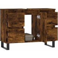 Berkfield Home Durable Bathroom Cabinet Smoked Oak 80x33x60 cm Engineered Wood in Brown | Size: 80 x 33 x 60 cm