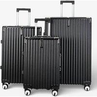Infinity Leather Hardshell 8 Wheel ABS Luggage Trolley Hard Shell Suitcase - Alloy in Black | Size: Cabin