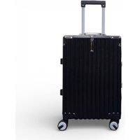 Infinity Leather Hard Shell Cabin Suitcase Luggage for Easyjet Ryanair Wizzair - Alloy in Black