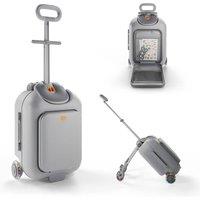 Kinderkraft CABBY 2 in 1 Childrens Hard Shell Suitcase With Seat Cabin Size in Grey