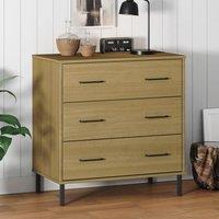 Berkfield Home Sideboard with 3 Drawers Brown 77x40x79.5 cm Solid Wood OSLO