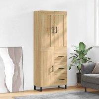 Berkfield Home Highboard Sonoma Oak 69.5x34x180 cm Engineered Wood in Brown