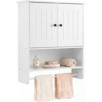 Costway Bathroom Wall Cabinet with 2 Doors Open Shelf in White