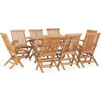 Berkfield Home 9 Piece Folding Outdoor Dining Set Solid Teak Wood in Brown