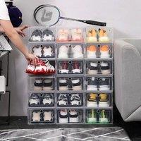 VOGREX 6X Plastic Shoe Storage Boxes Clear Stackable Organiser Drawer