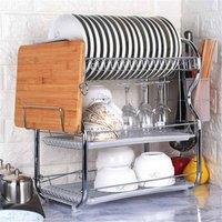 Havendro 3-Tier Dish Drainer Rack w/ Drip Tray in Silver