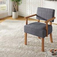Havendro Linen Upholstered Wood Frame Accent Chair in Grey