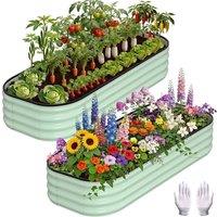 Havendro 2 Pcs Galvanized Raised Garden Bed 4x2x1FT in Green