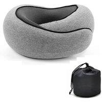 Nordara Light Grey U Shaped Memory Foam Travel Pillow for Car Plane