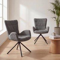 SONARA Set of 2 Luxury Chenille Swivel Accent Chair for Living Room Office in Grey