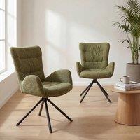 SONARA Set of 2 Luxury Chenille Swivel Accent Chair for Living Room Office in Green