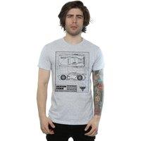 Disney Men's Cars Jackson Storm Blueprint T-Shirt in Grey | Size: XL