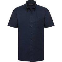 Russell Collection Men's Oxford Easy-Care Short-Sleeved Shirt in Navy | Size: 15 inches