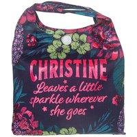 History & Heraldry Women's Personalised Sparkle Shopper Bag - Over 80 Names - Christine in Blue