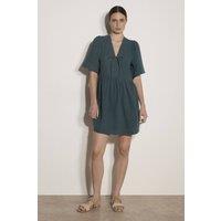 Apricot Women's Textured Lace-Up Cotton Mini Dress in Green | Size: 8