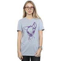 Disney Women's Bambi Mood Cotton Boyfriend T-Shirt in Grey | Size: XL