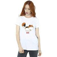 Disney Women's Big Hero 6 Baymax Kitten Pose Cotton Boyfriend T-Shirt in White | Size: 2XL