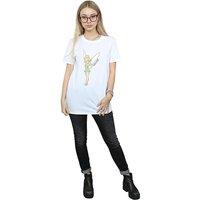 Tinkerbell Women's Cotton Boyfriend T-Shirt in White | Size: 2XL