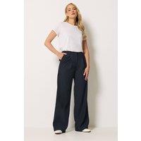 Long Tall Sally Women's Tall Pleated Wide Leg Trousers in Dark Navy | Size: 20L