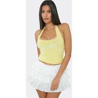 EGO Women's Strappy Halter Neck Graphic Print Vest in Lime | Size: 6