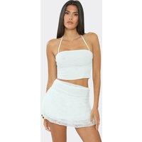 EGO Women's Strappy Halter Neck Lace Top in White | Size: 8