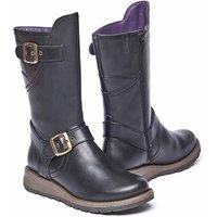 Moshulu Women's 'Nightjar' Wedge Mid-Length Leather Boots in Black | Size: 8