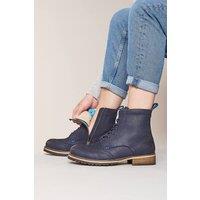 Moshulu Women's 'Moulin' Warm Lined Lace-up Boots in Indigo | Size: 5
