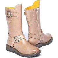Moshulu Women's 'Nightjar' Wedge Mid-Length Leather Boots in Light Beige | Size: 6