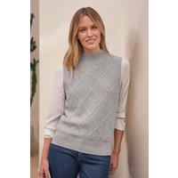 Pure Collection Women's Cashmere Blend Cable Tank in Pale Grey | Size: 10