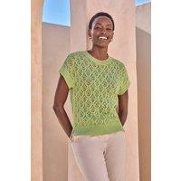 Pure Collection Women's Cotton Lace Knit Top in Light Green | Size: 12