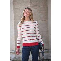 Pure Collection Women's Cotton Wool Striped Boat Neck Jumper | Size: 14