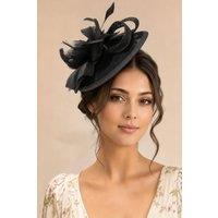 SVNX Women's Feather & Bow Disc Fascinator in Black